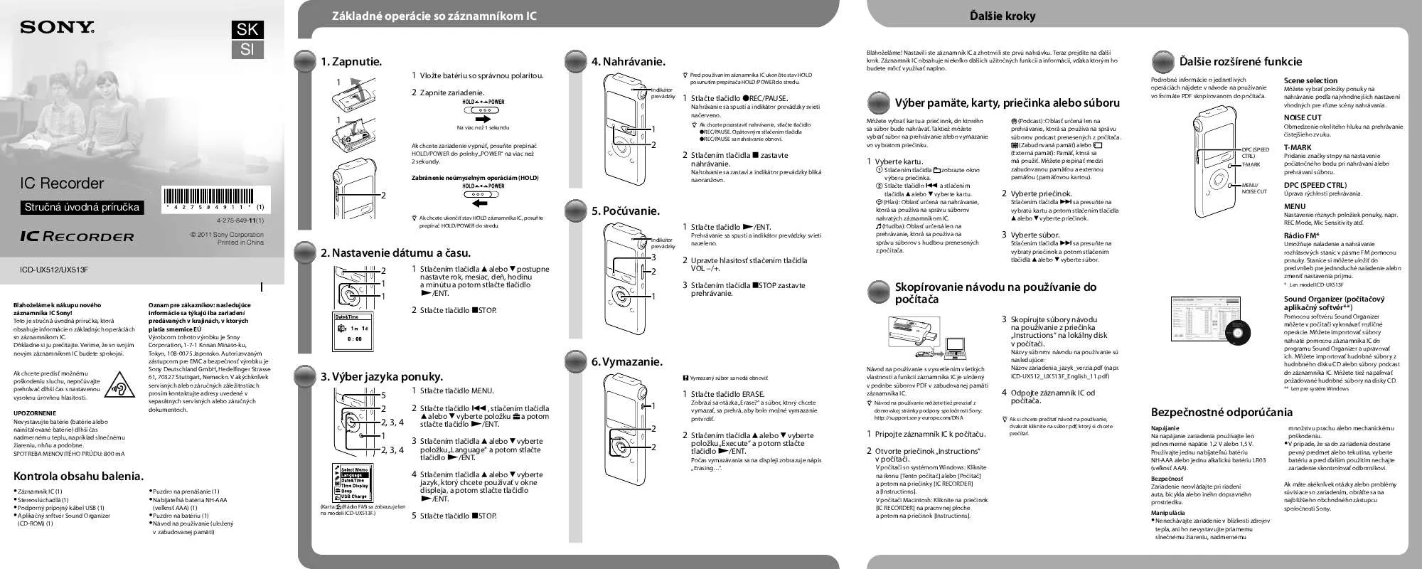 Mode d'emploi SONY ICD-UX512