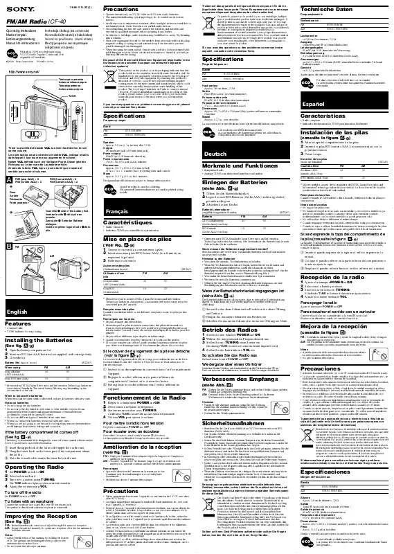 Mode d'emploi SONY ICF-40