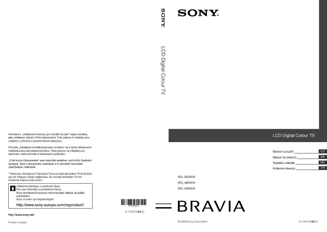 Mode d'emploi SONY KDL-40Z4500