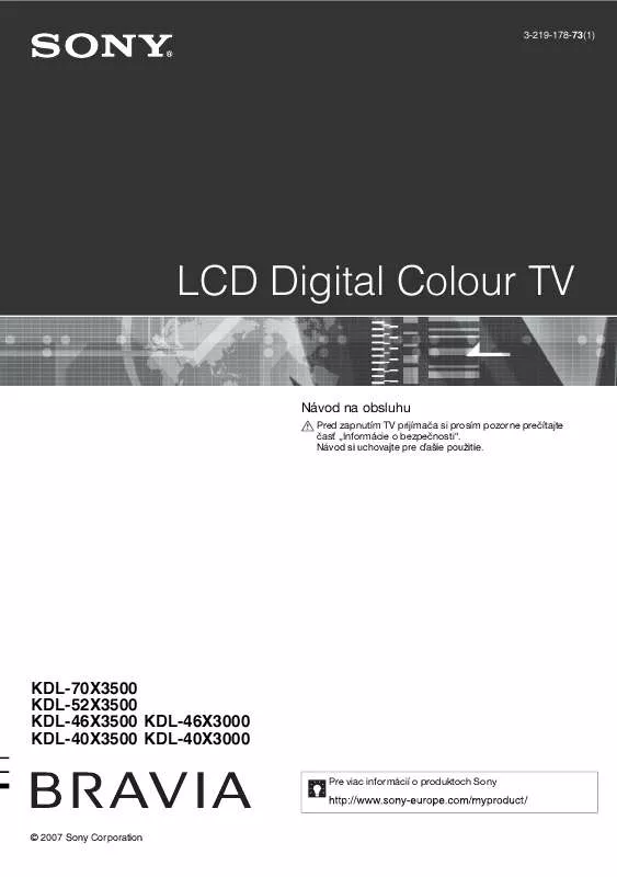 Mode d'emploi SONY KDL-46X3000