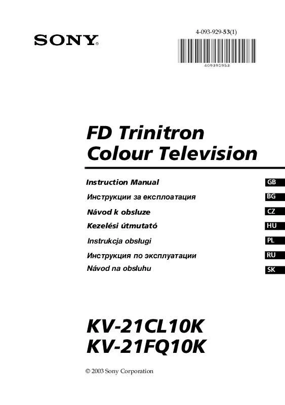 Mode d'emploi SONY KV-21CL10K