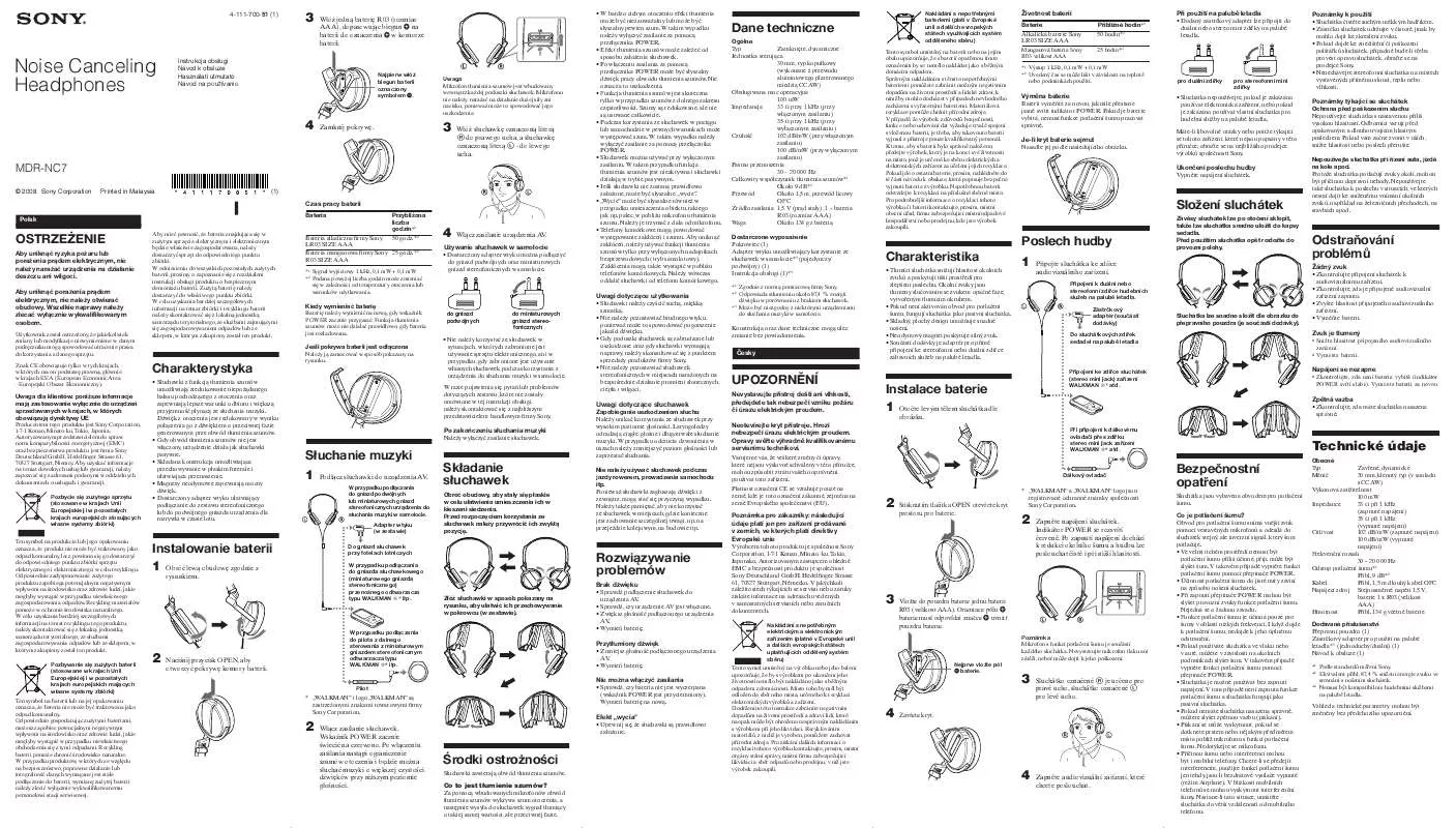 Mode d'emploi SONY MDR-NC7