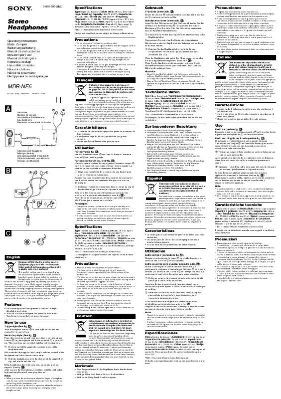 Mode d'emploi SONY MDR-NE5