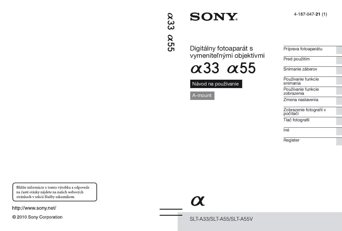 Mode d'emploi SONY SLT-A55