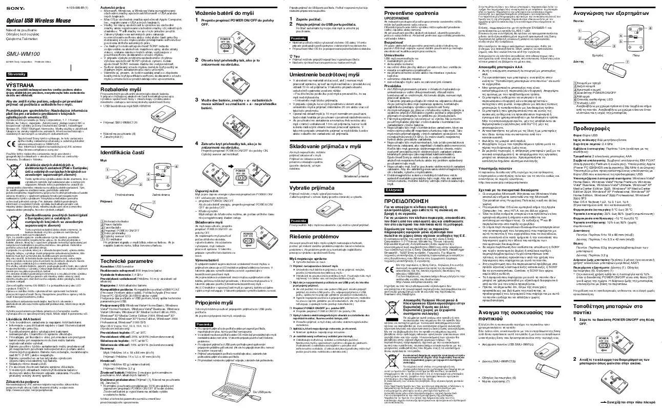 Mode d'emploi SONY SMU-WM100