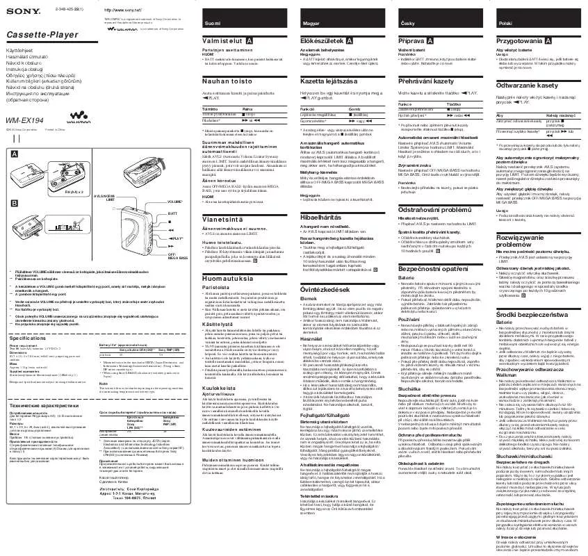 Mode d'emploi SONY WM-EX194