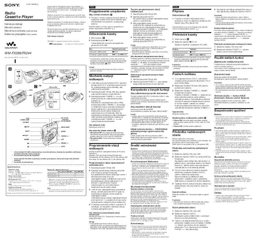 Mode d'emploi SONY WM-FX288