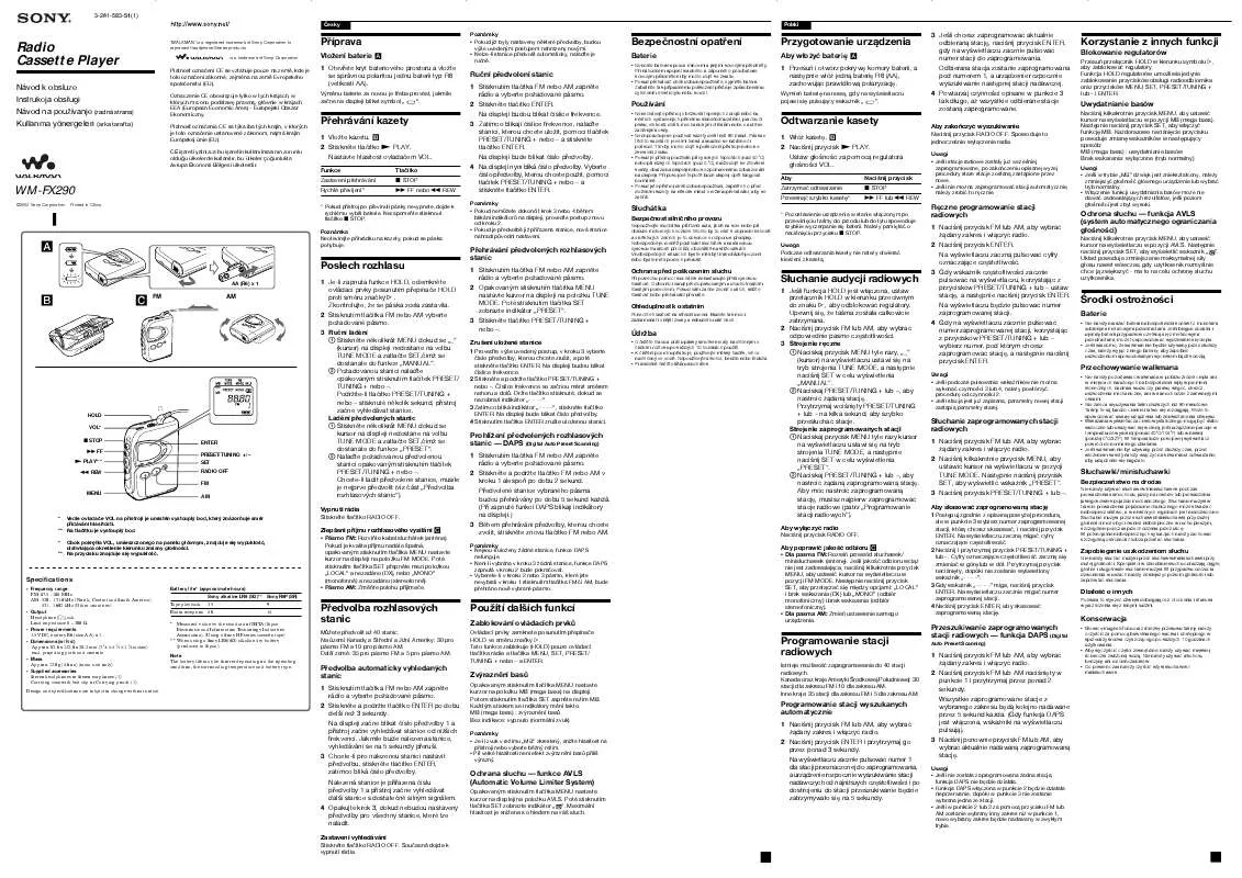 Mode d'emploi SONY WM-FX290