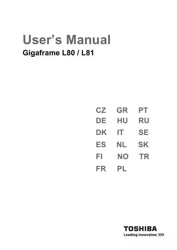 Mode d'emploi TOSHIBA GIGAFRAME L80