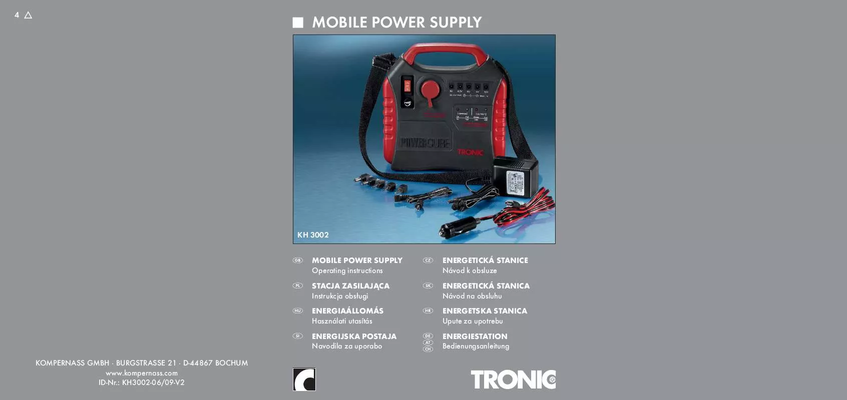 Mode d'emploi TRONIC KH 3002 MOBILE POWER SUPPLY