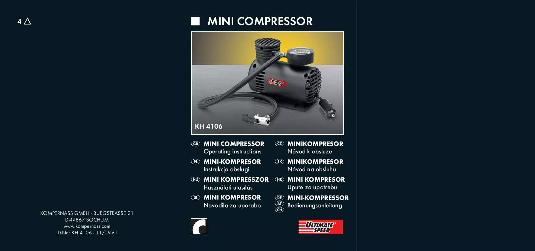 Mode d'emploi ULTIMATE SPEED KH 4106 MINI COMPRESSOR