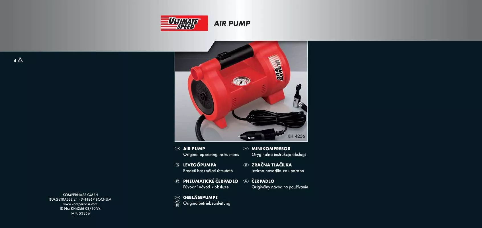 Mode d'emploi ULTIMATE SPEED KH 4256 AIR PUMP