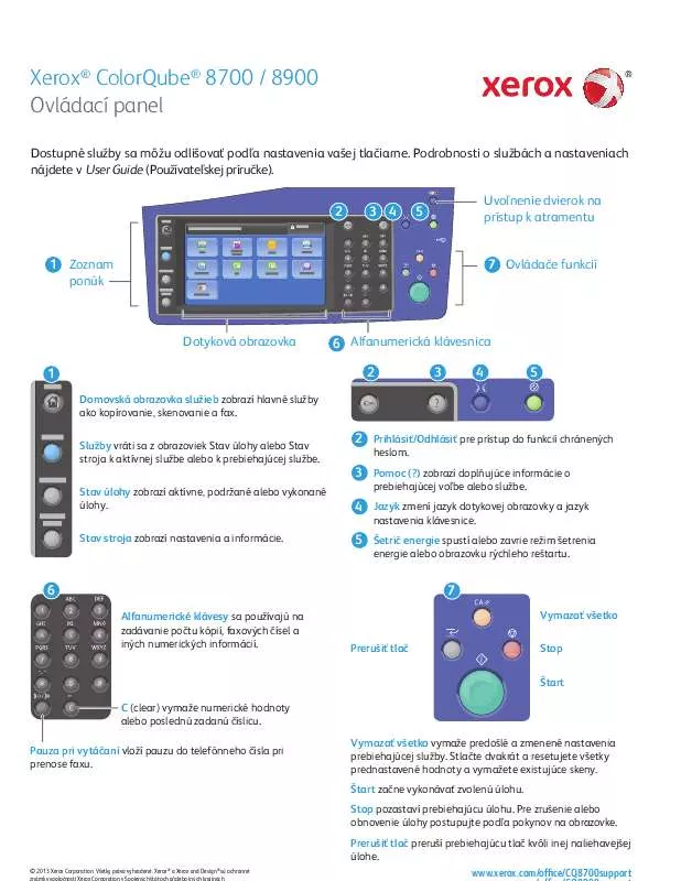 Mode d'emploi XEROX COLORQUBE 8700