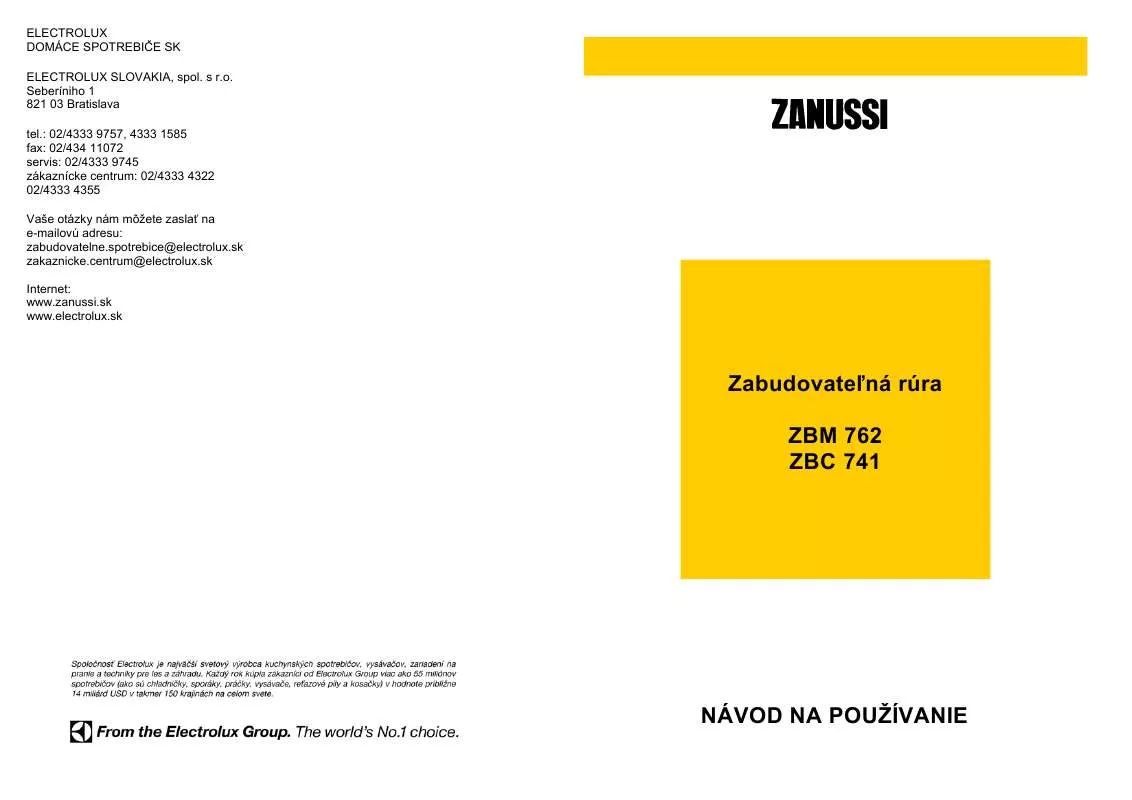 Mode d'emploi ZANUSSI ZBM762B