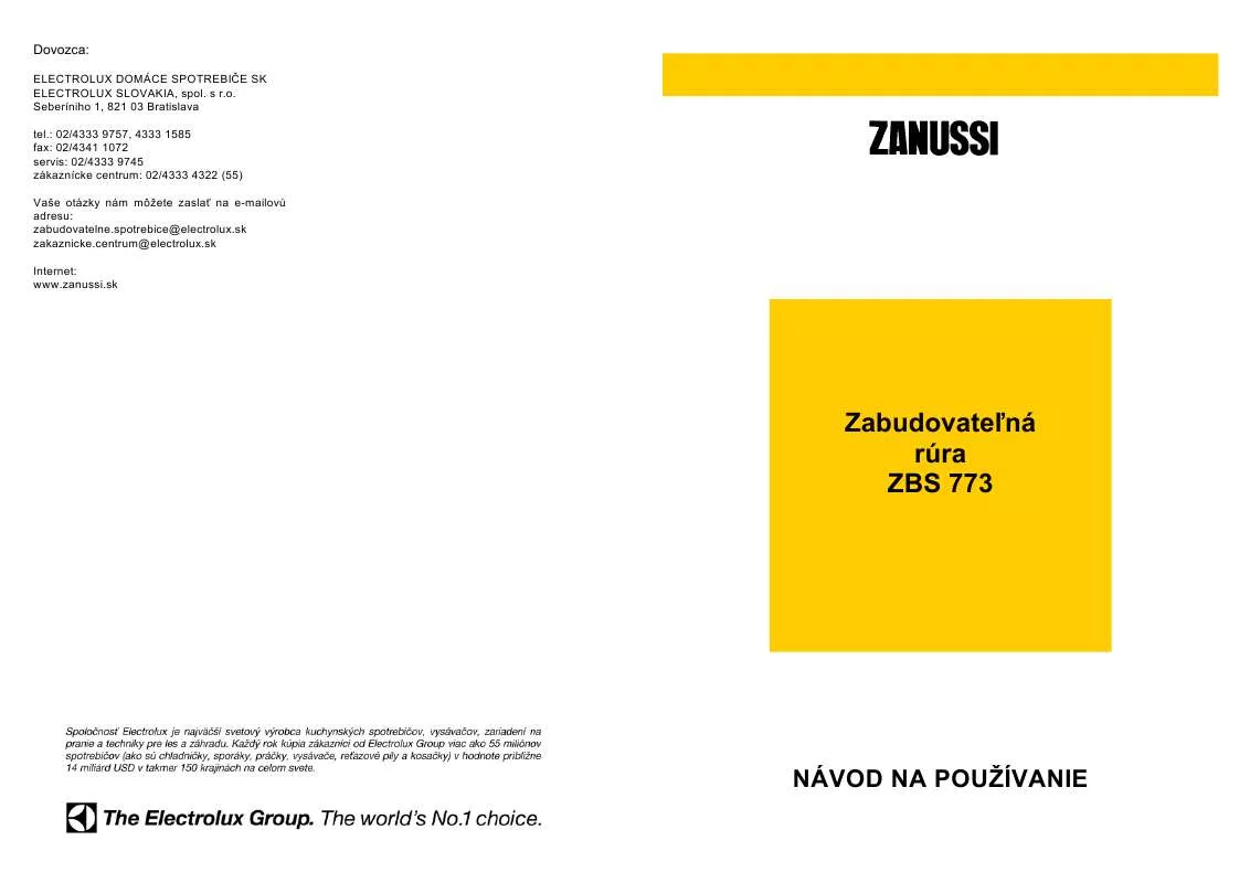 Mode d'emploi ZANUSSI ZBS773A