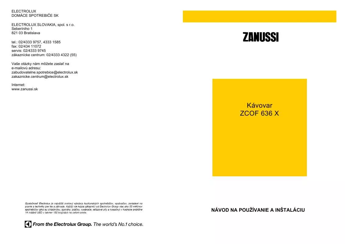 Mode d'emploi ZANUSSI ZCOF636X