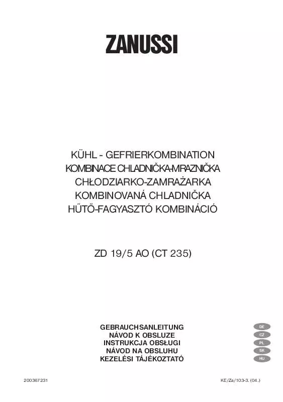 Mode d'emploi ZANUSSI ZD 19/5 AO