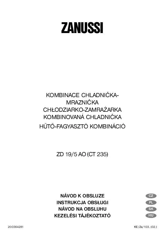 Mode d'emploi ZANUSSI ZD19/5AO