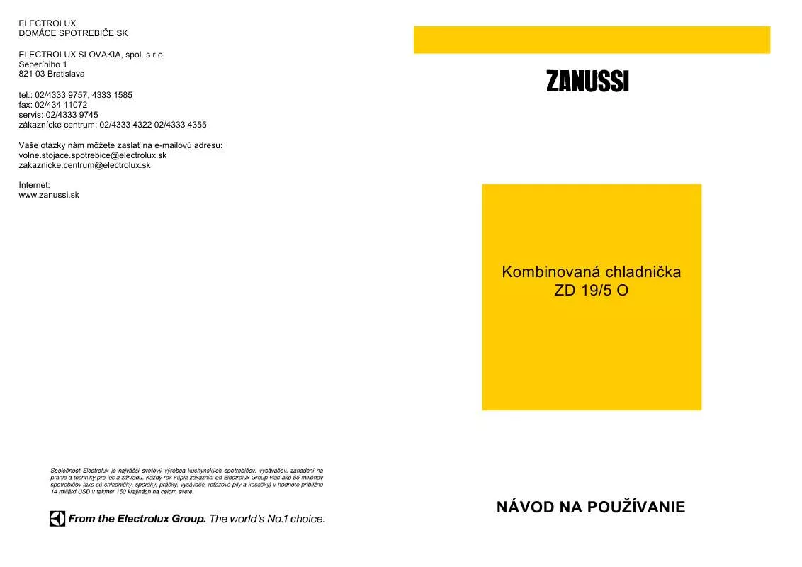 Mode d'emploi ZANUSSI ZD19/5O