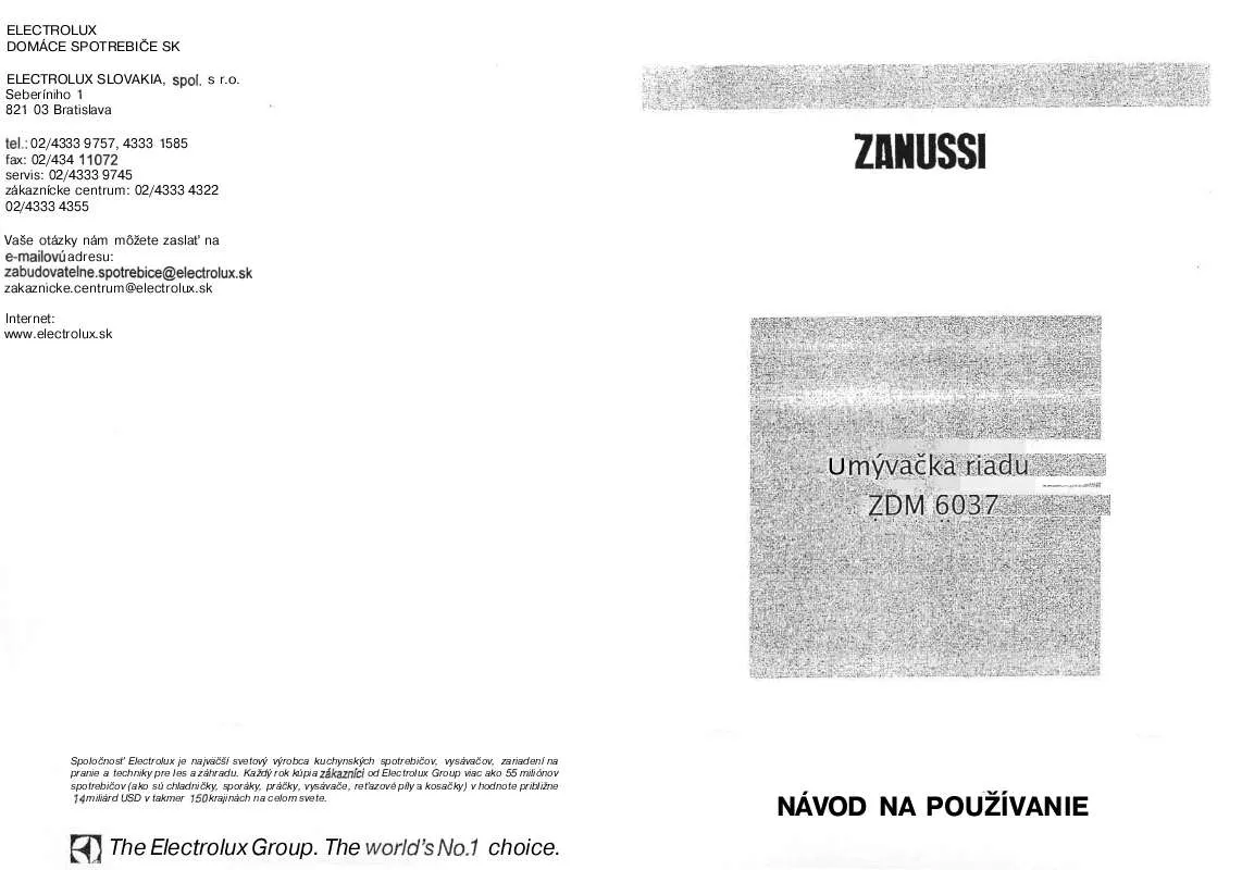 Mode d'emploi ZANUSSI ZDM6037B