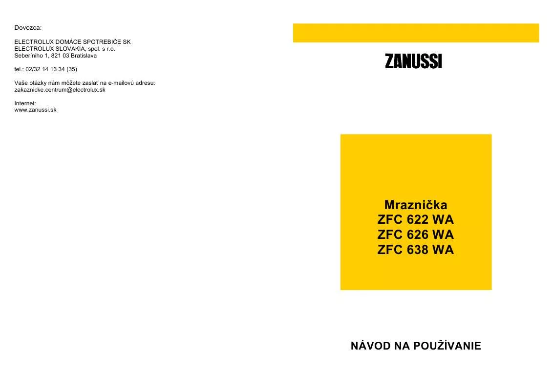 Mode d'emploi ZANUSSI ZFC622WA