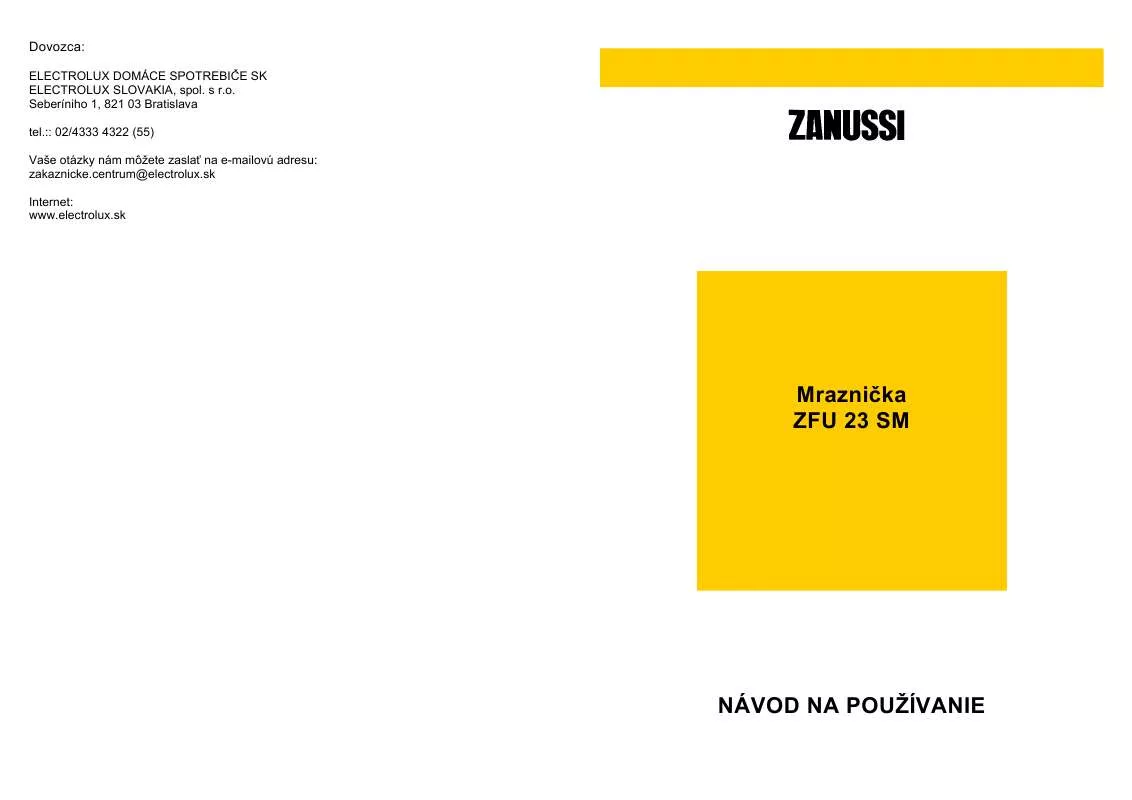 Mode d'emploi ZANUSSI ZFU23SM