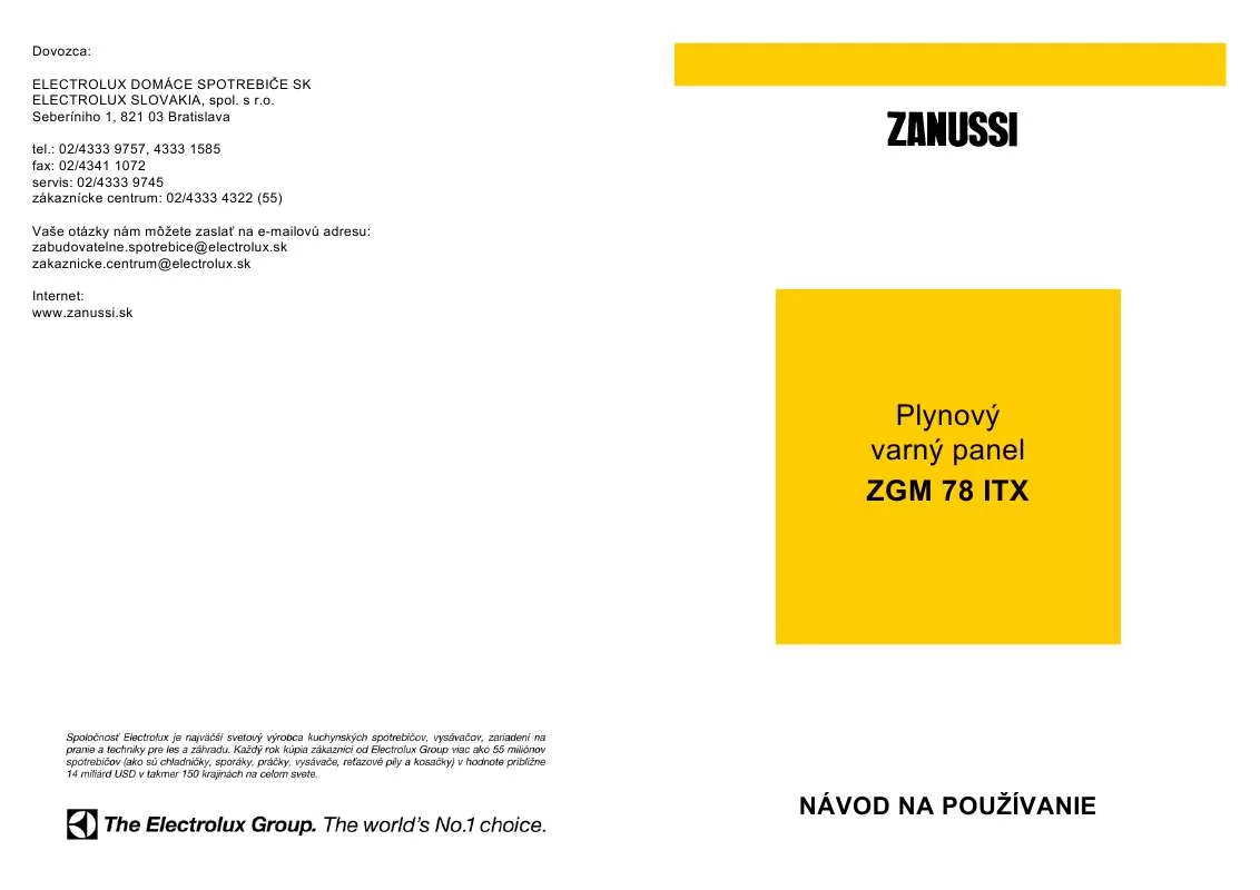 Mode d'emploi ZANUSSI ZGM78ITX