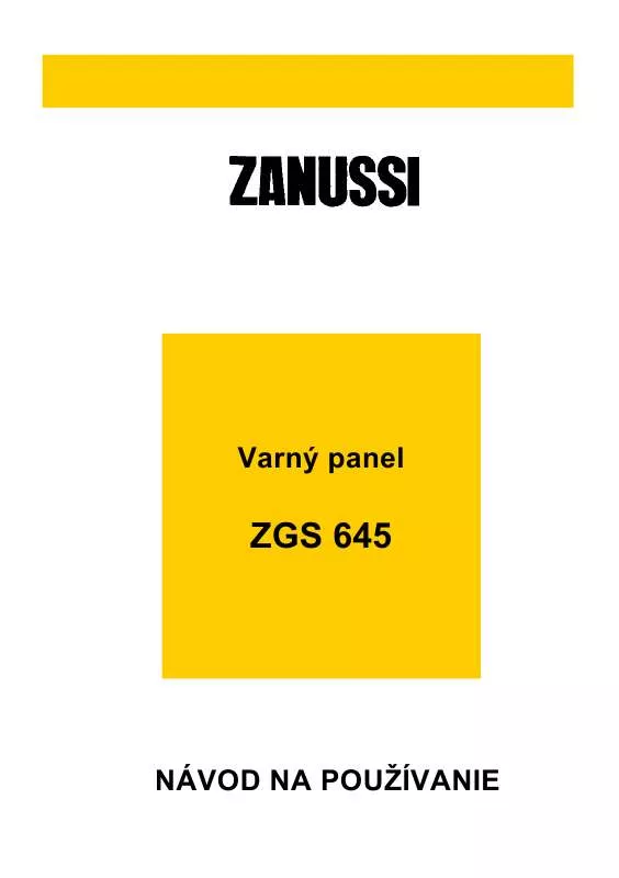 Mode d'emploi ZANUSSI ZGS645CTX