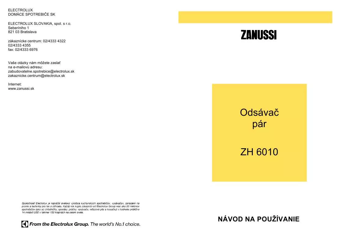 Mode d'emploi ZANUSSI ZH6010W/E