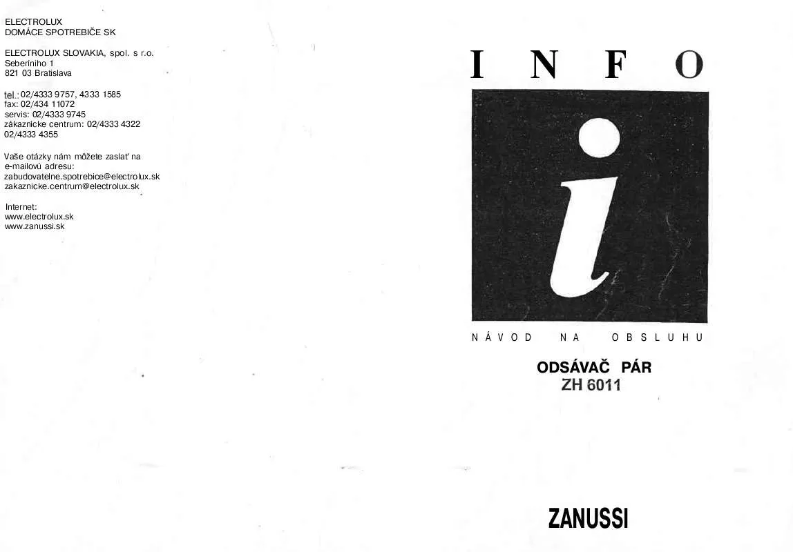 Mode d'emploi ZANUSSI ZH6011B