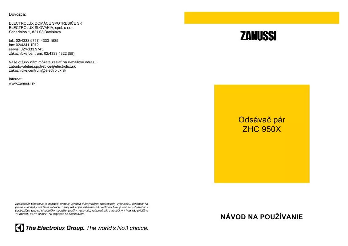 Mode d'emploi ZANUSSI ZHC950X