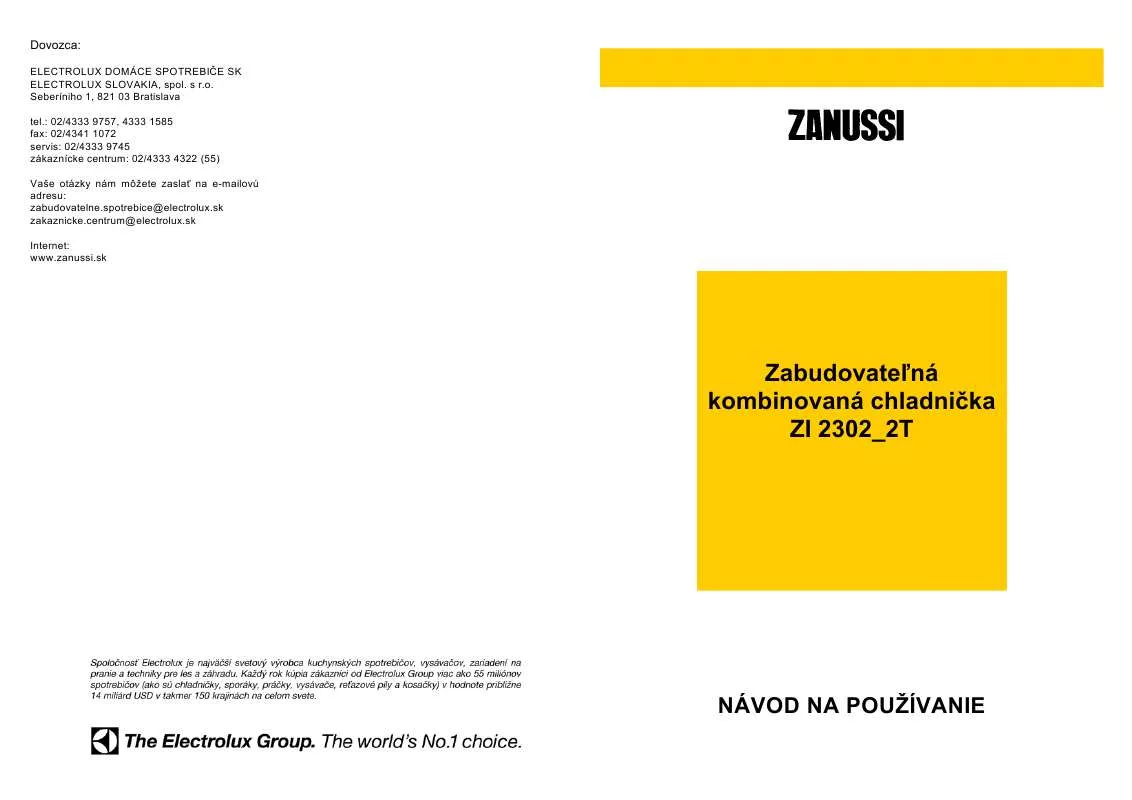 Mode d'emploi ZANUSSI ZI2302