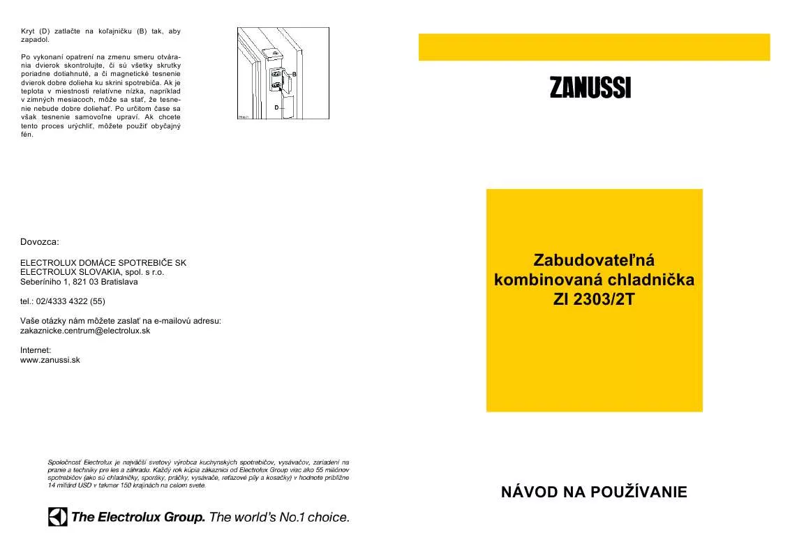 Mode d'emploi ZANUSSI ZI2303/2T