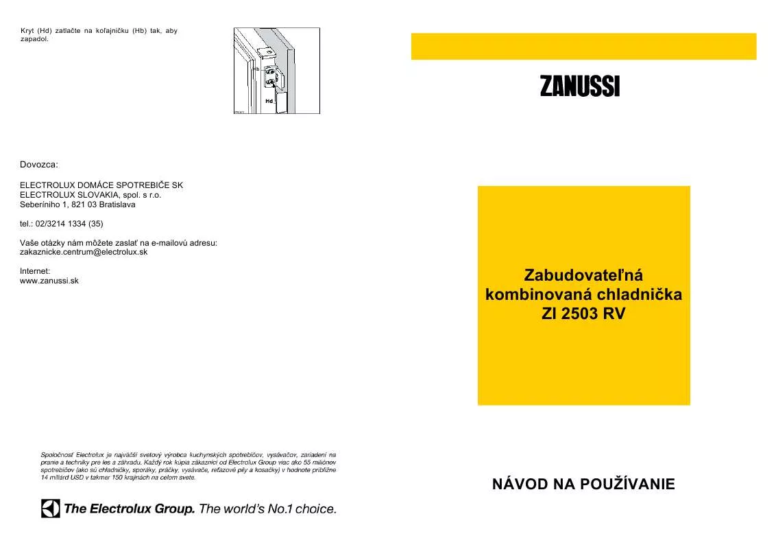 Mode d'emploi ZANUSSI ZI2503RV