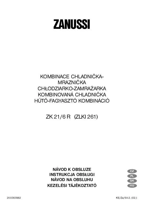 Mode d'emploi ZANUSSI ZK 21/10 R