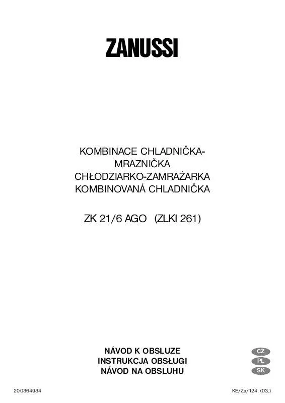 Mode d'emploi ZANUSSI ZK 21/6 AGO