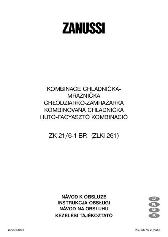 Mode d'emploi ZANUSSI ZK 21/6-1 BR