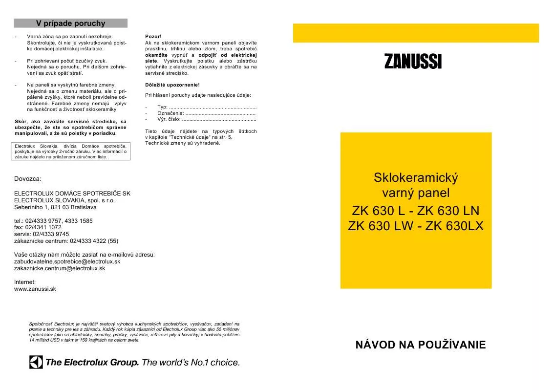 Mode d'emploi ZANUSSI ZK630LN