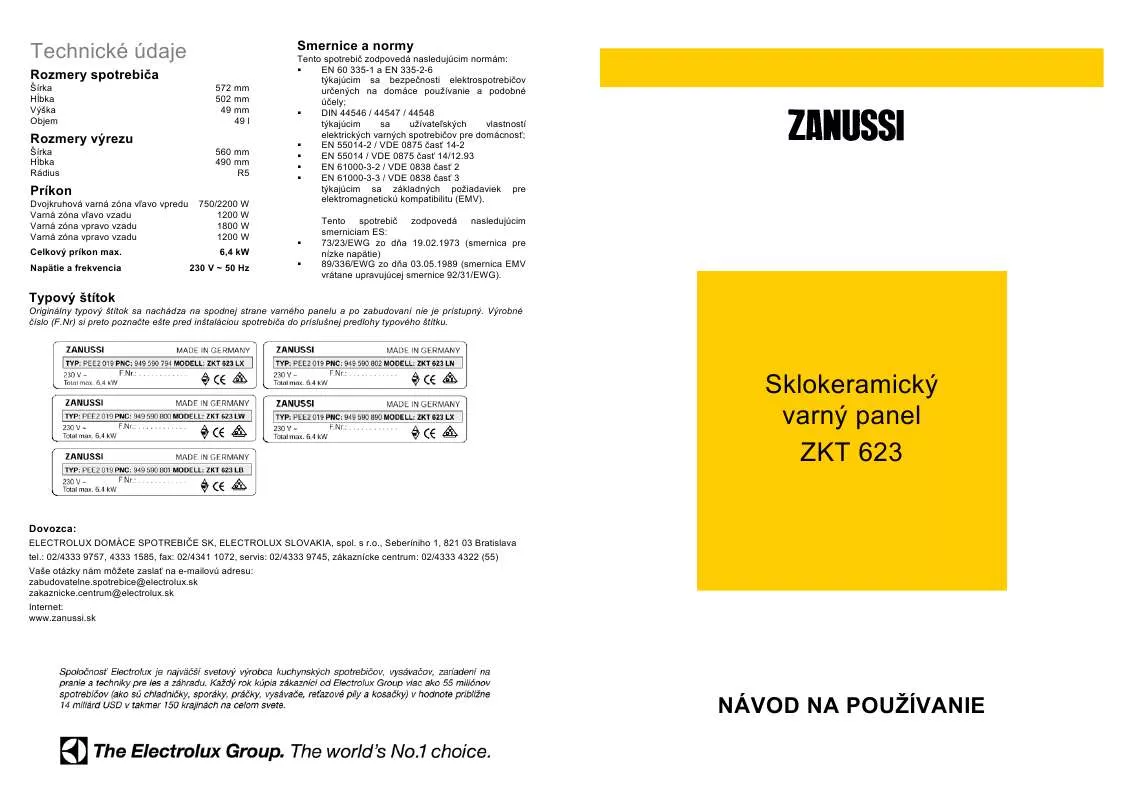 Mode d'emploi ZANUSSI ZKT623LX