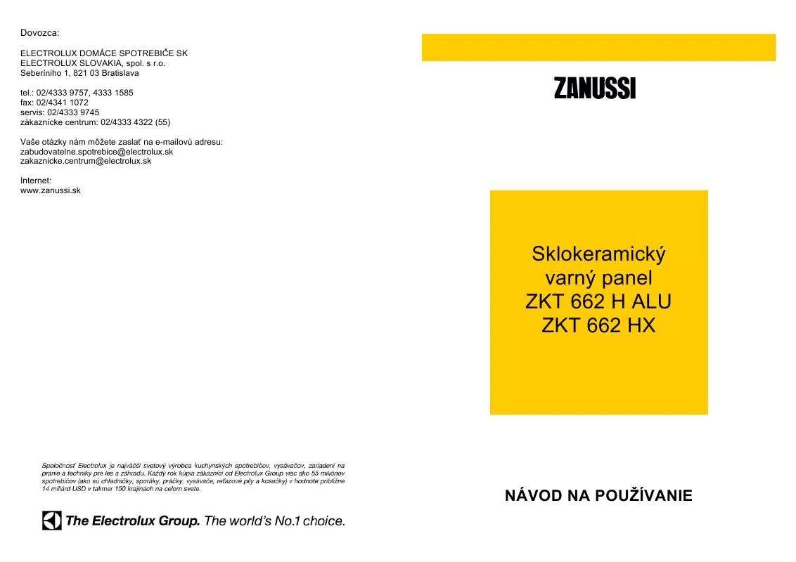 Mode d'emploi ZANUSSI ZKT662HX