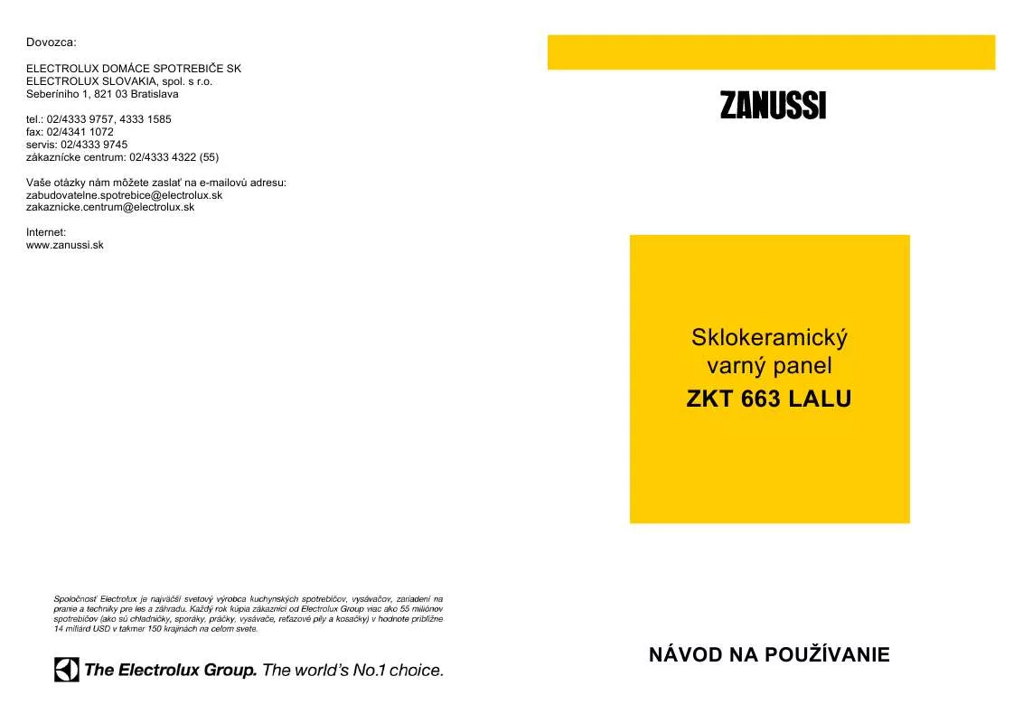 Mode d'emploi ZANUSSI ZKT663LALU