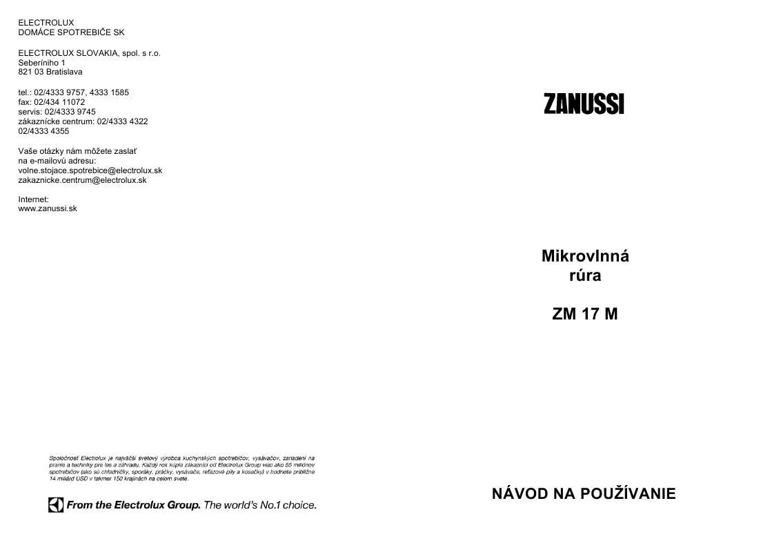 Mode d'emploi ZANUSSI ZM17M