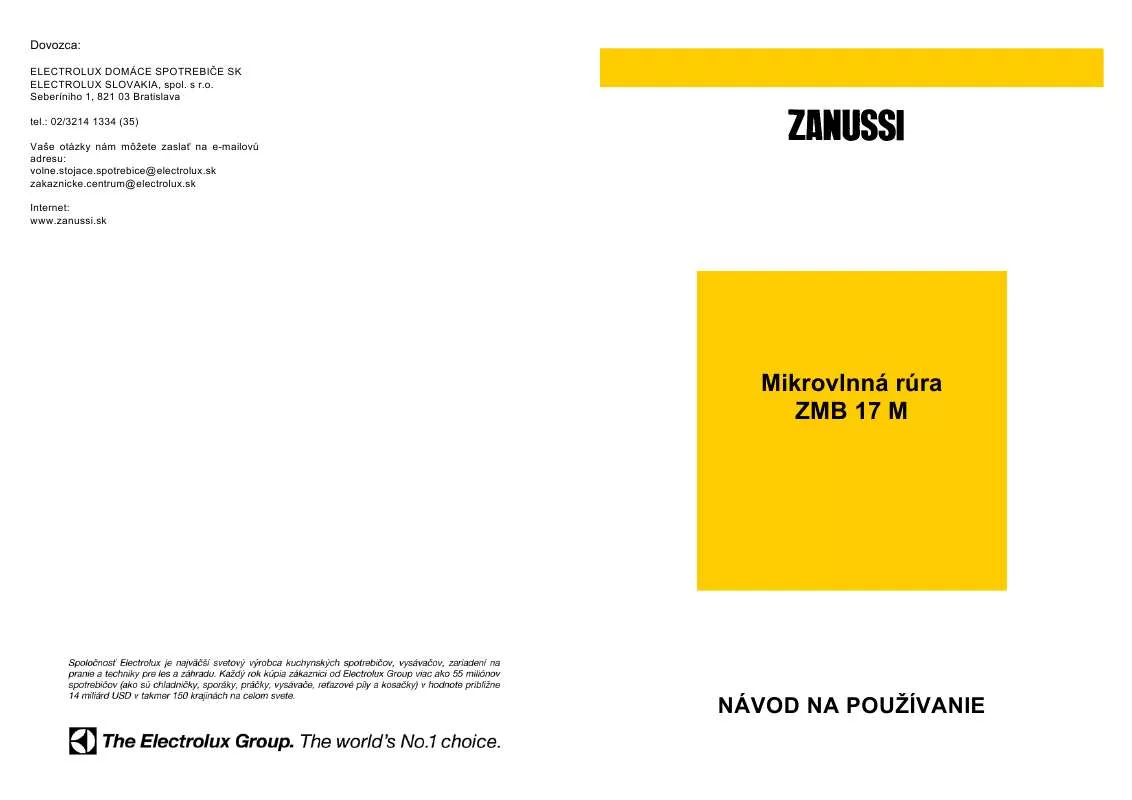 Mode d'emploi ZANUSSI ZMB17M-X