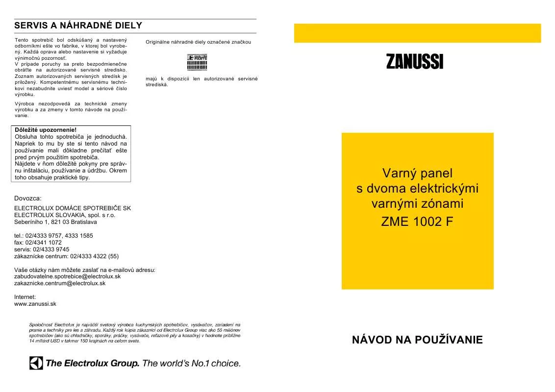 Mode d'emploi ZANUSSI ZME1002F