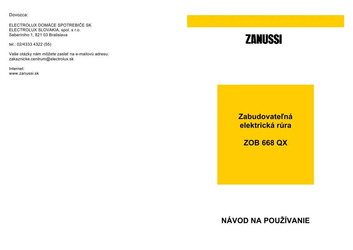 Mode d'emploi ZANUSSI ZOB668QX