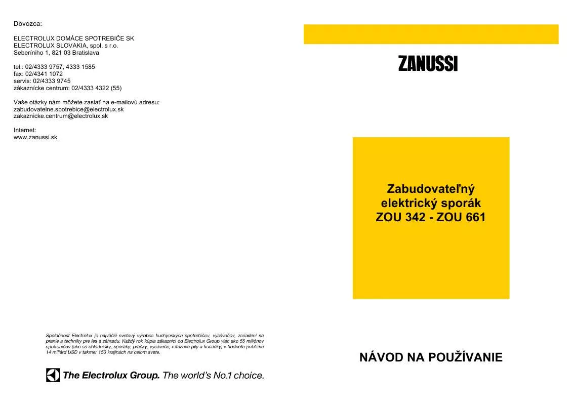 Mode d'emploi ZANUSSI ZOU342B