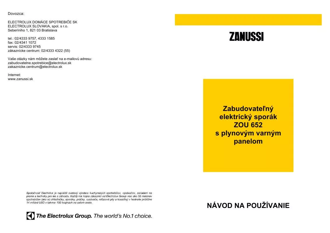 Mode d'emploi ZANUSSI ZOU652IX