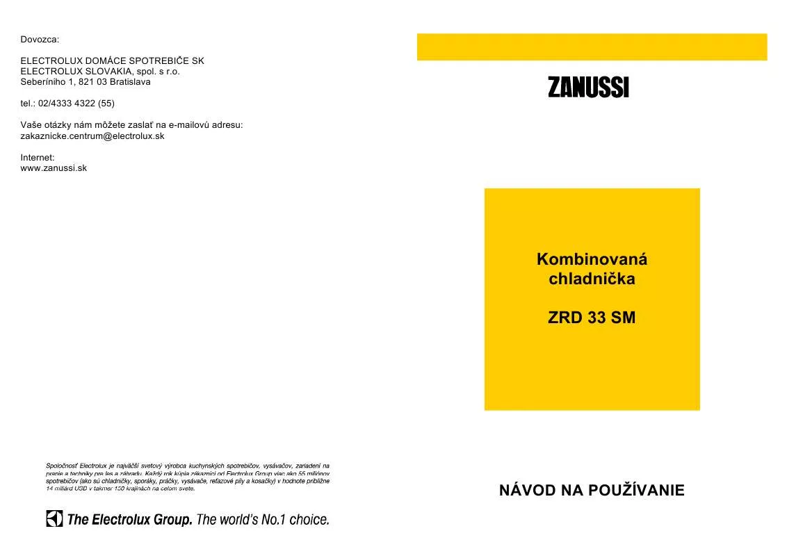 Mode d'emploi ZANUSSI ZRD33SM