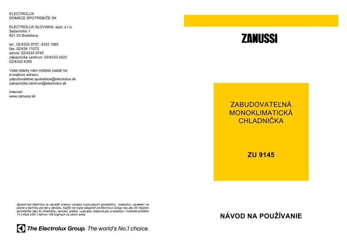 Mode d'emploi ZANUSSI ZU9145