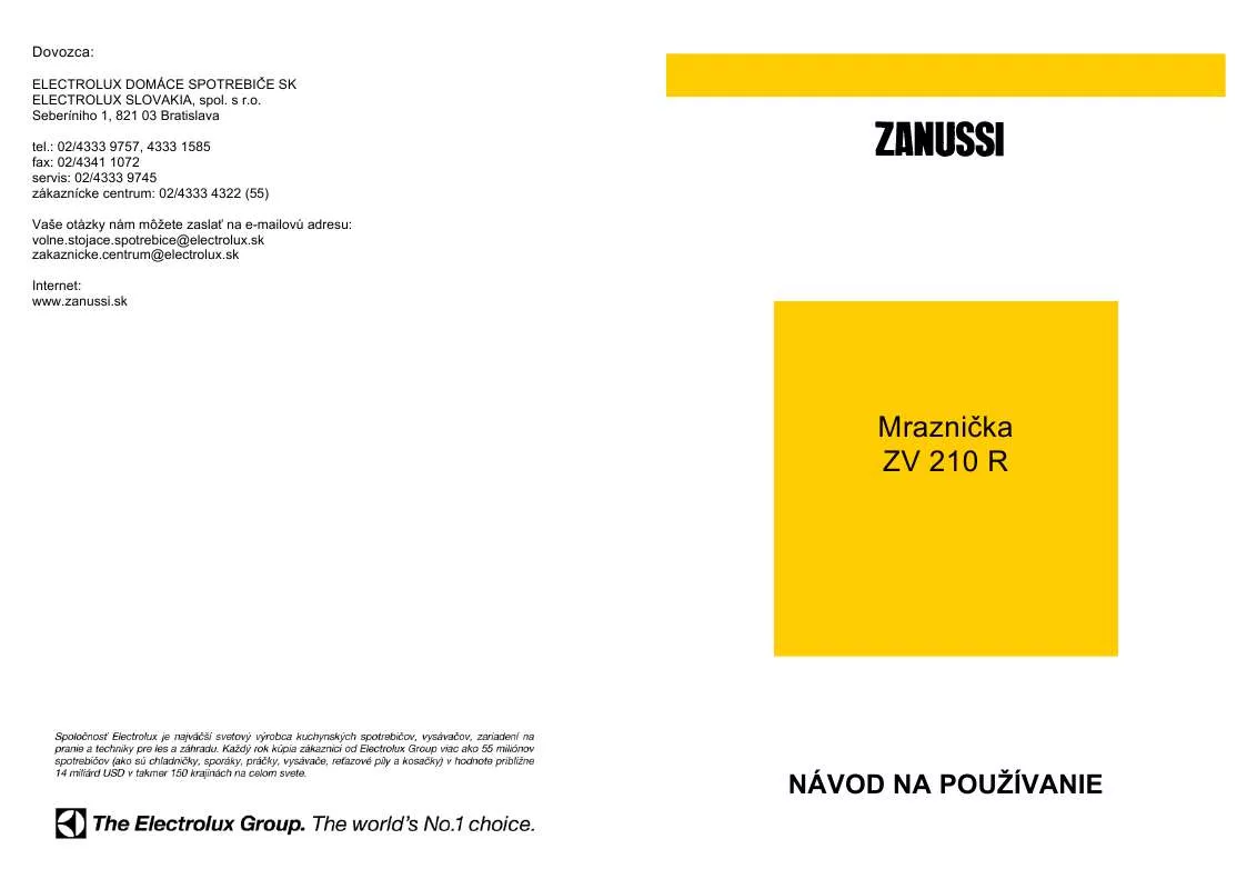 Mode d'emploi ZANUSSI ZV210R